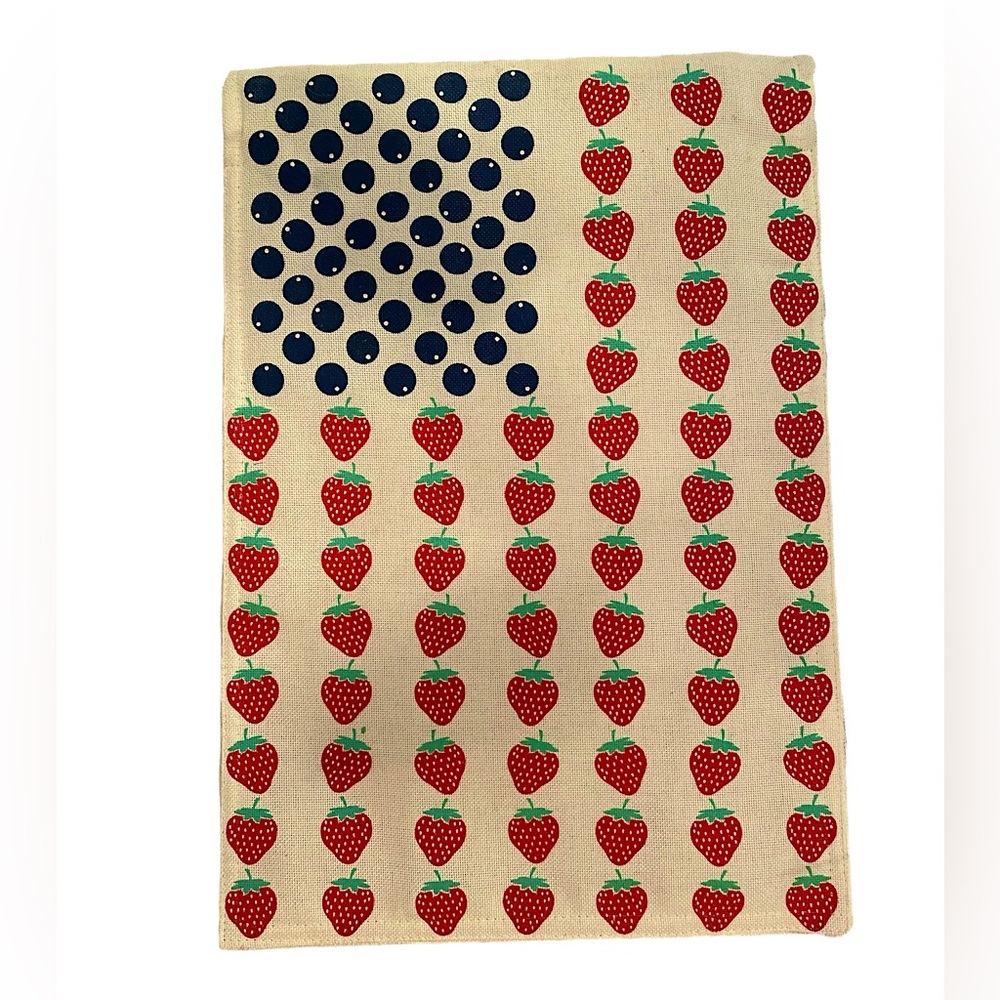 American Garden Flag Blueberry and Strawberry Fruit Burlap by Evergreen